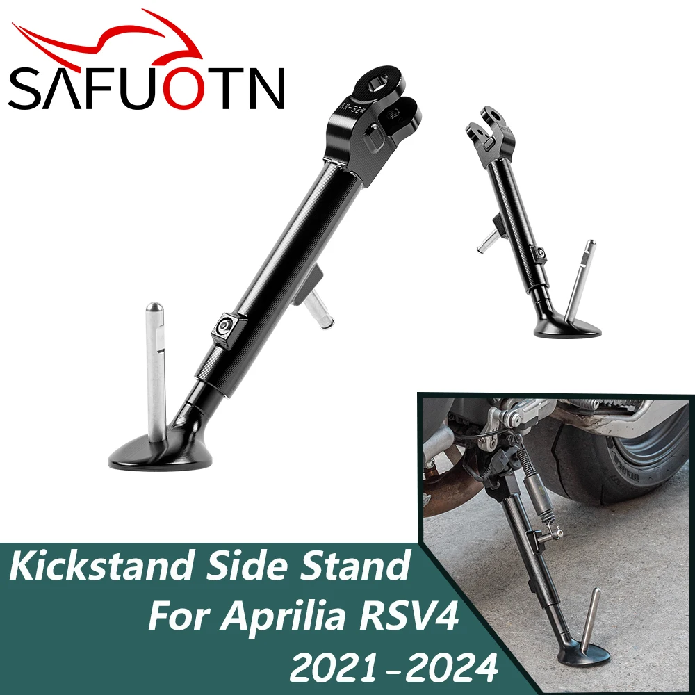 

For Aprilia RSV4 Adjustable Kickstand Side Stand For Aprilia RSV4 2021-2024 2022 2023 Motorcycle Aluminum Kick Stand Accessories