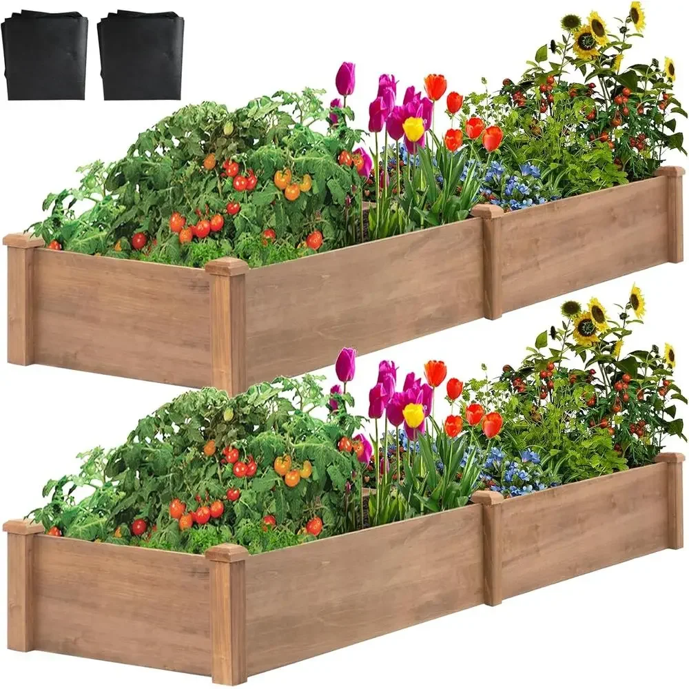 Raised Garden Bed 8x2t (2-Pack) - Outdoor Planter Box for Vegetables, Herbs, and Flowers - Easy Assembly