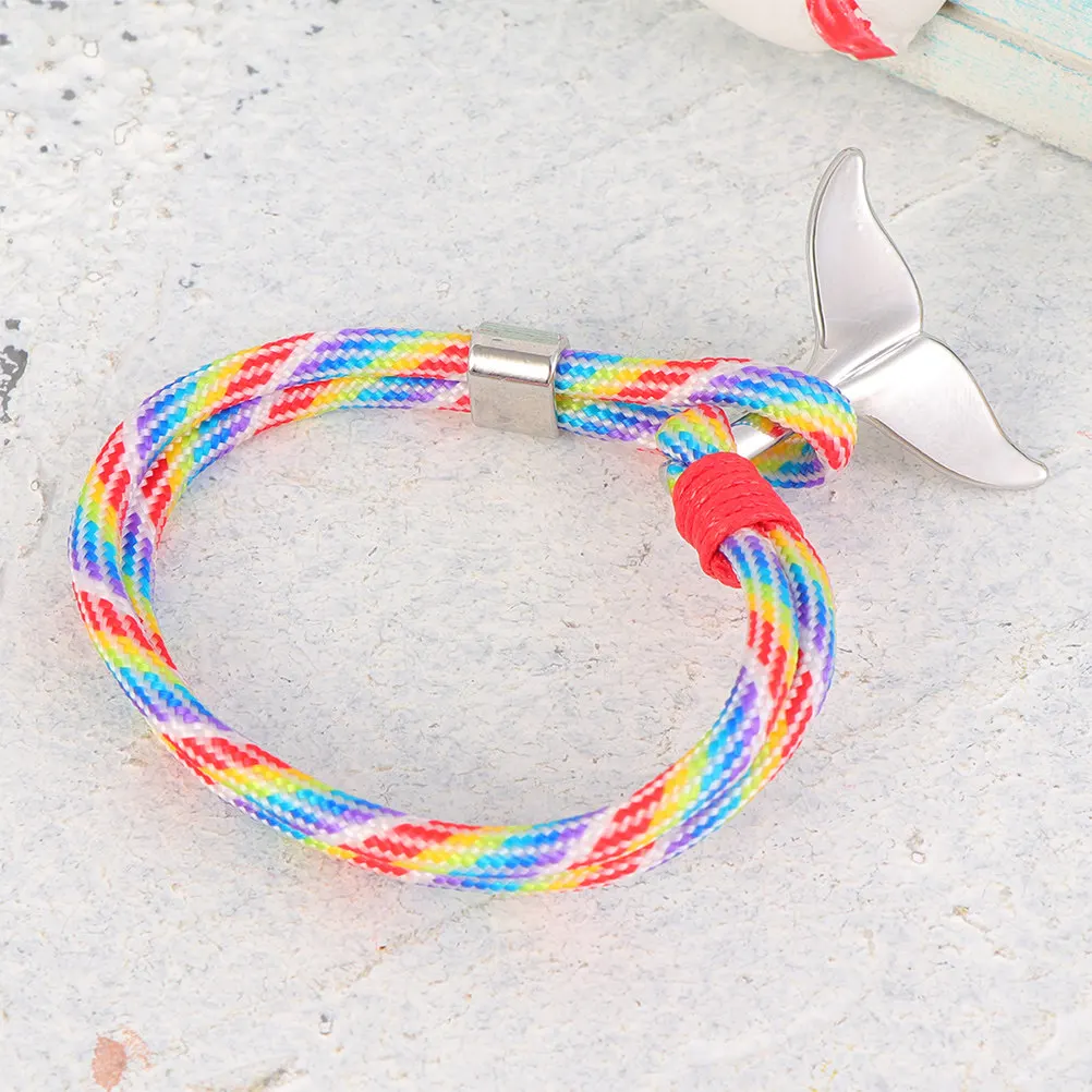 2Pcs Couple Bracelets Whale Tail Survival Rope Chain Paracord Nautical Wrist Band Casual Shopping Work Gift Choice