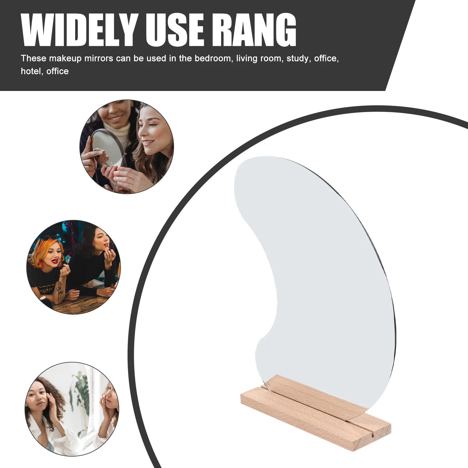 

Acrylic Wood Makeup Mirror Desk Irregular Shape Tabletop Vanity Frameless Bedroom Office Irregular Mirror Gifts