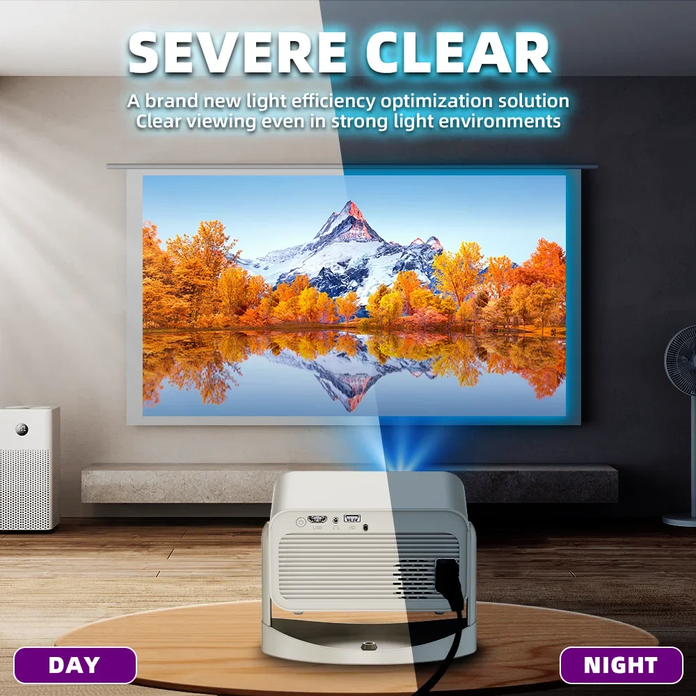 4K  Native Portable Projector 1080P Auto Focus Keystone Correction BT5.2 Android 11 WIFI6 360° Home Cinema