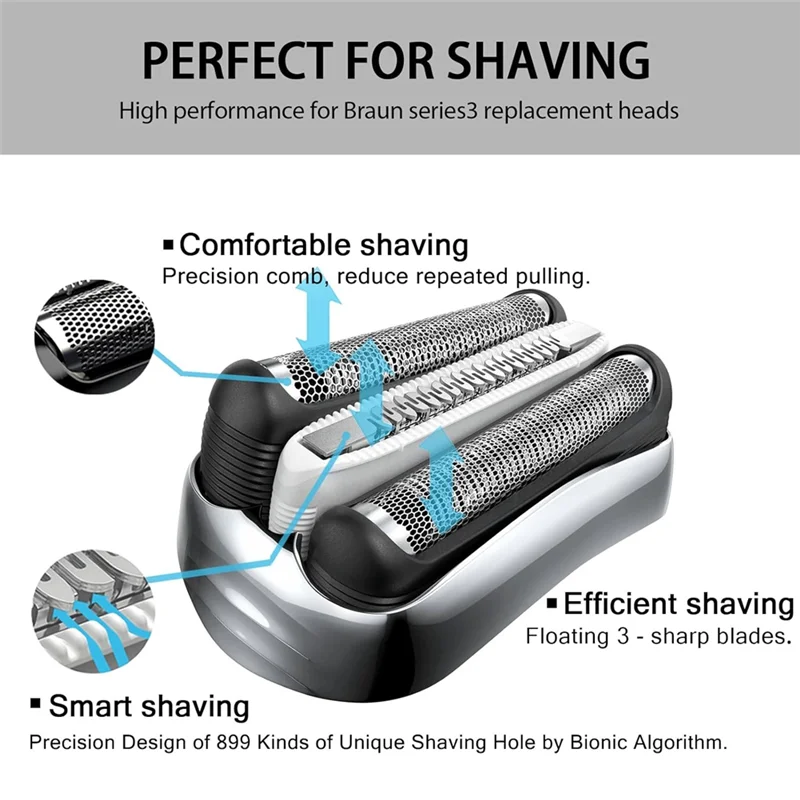 【مشعبية】32S S3 رؤوس بديلة رطبة وجافة لماكينات الحلاقة الكهربائية Braun Series 3 3040S 300S 310S 3080S جزء الرقائق المعدنية والقواطع