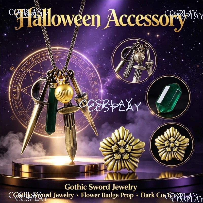 Halloween Party Accessory Anime Game Character Vintage Vampire Necklace Game Peripheral Souvenir Retro Style Collectible Gift