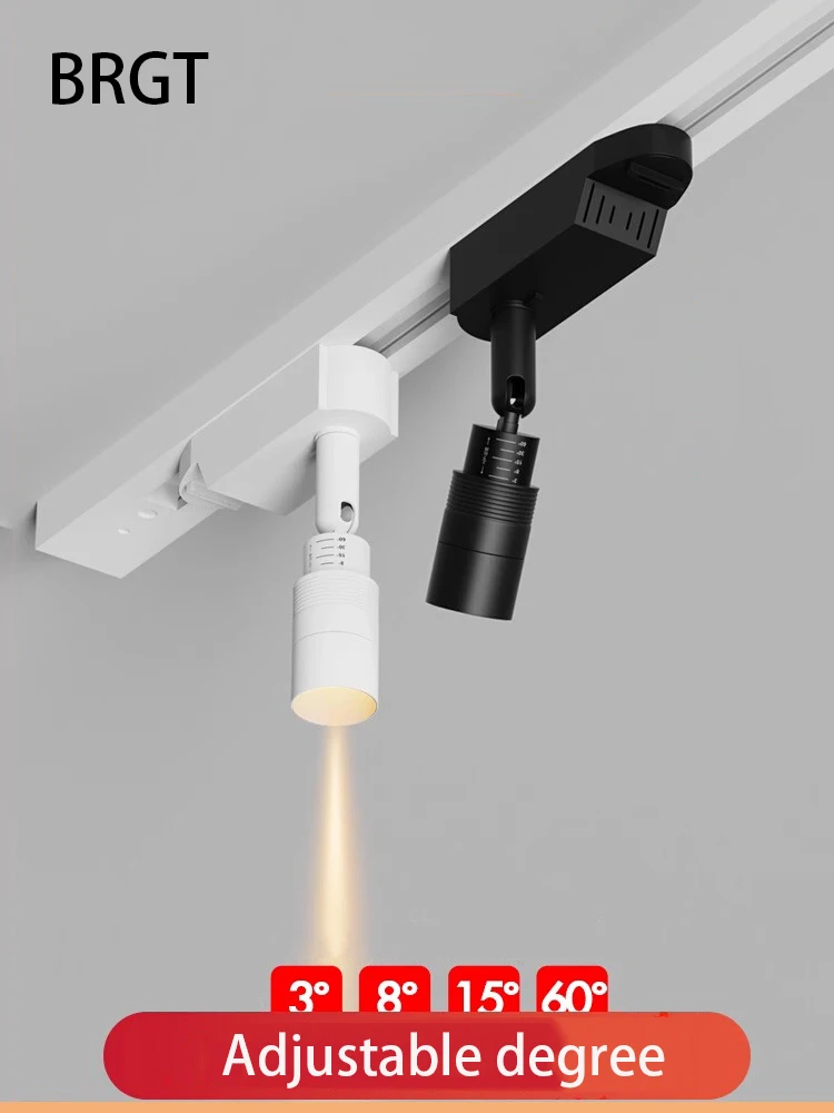 Led Track Light 3-60 Degree Adjustable Focus Small Beam Angle Rail Spot Lamp Atmosphere Museum Art Restaurant Ceiling Lighting