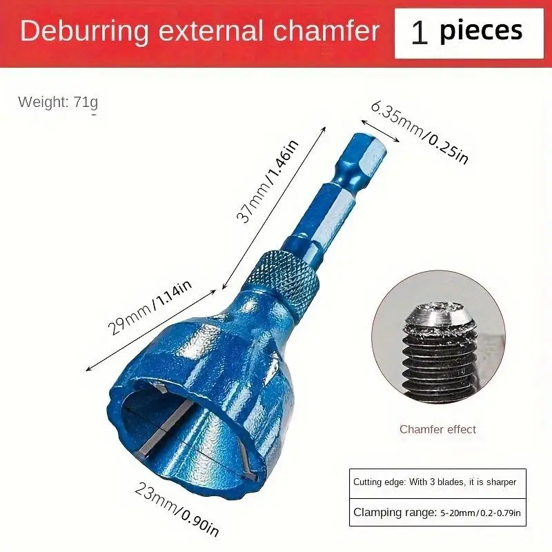 1pc Efficient Multi Function Screw Deburrer Quick Chamfer Edge Smoothing Thread Repair Tool