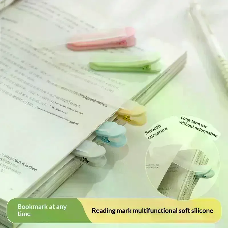 Automatic Page Following Bookmark Clip Reusable Soft Touch Portable Reading Marker Transparent