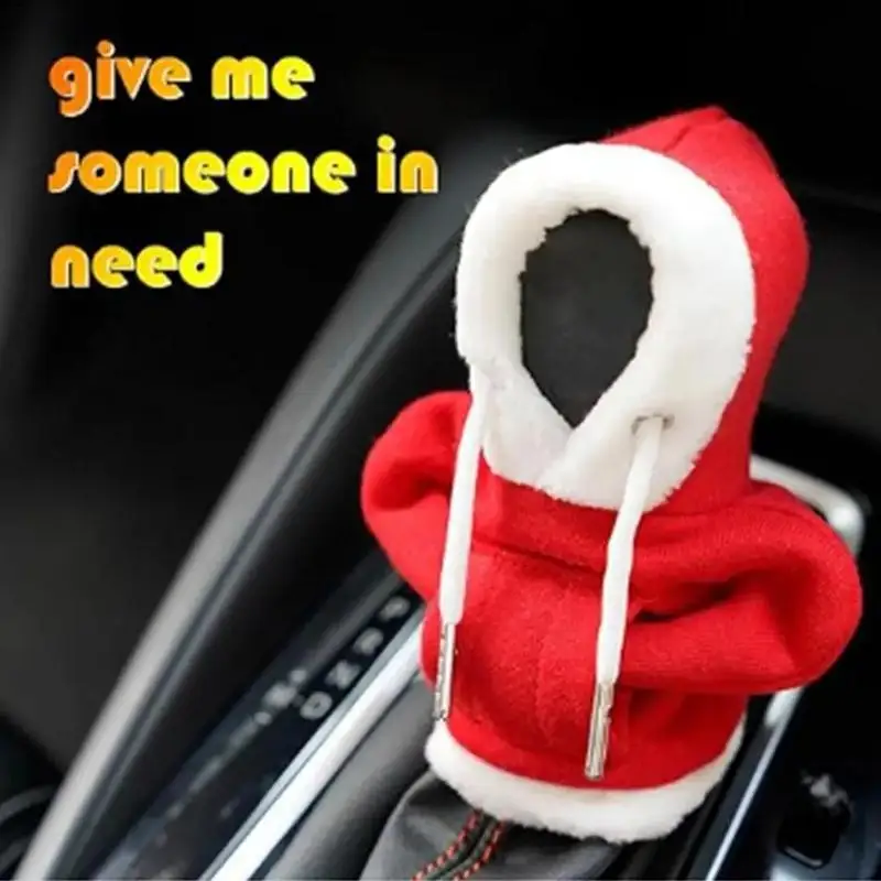 Gear Shift Cover With Drawstring Gear Stick Santa Claus Dress Up Hoodie Shift Cover Decoration For Caravan Trucks