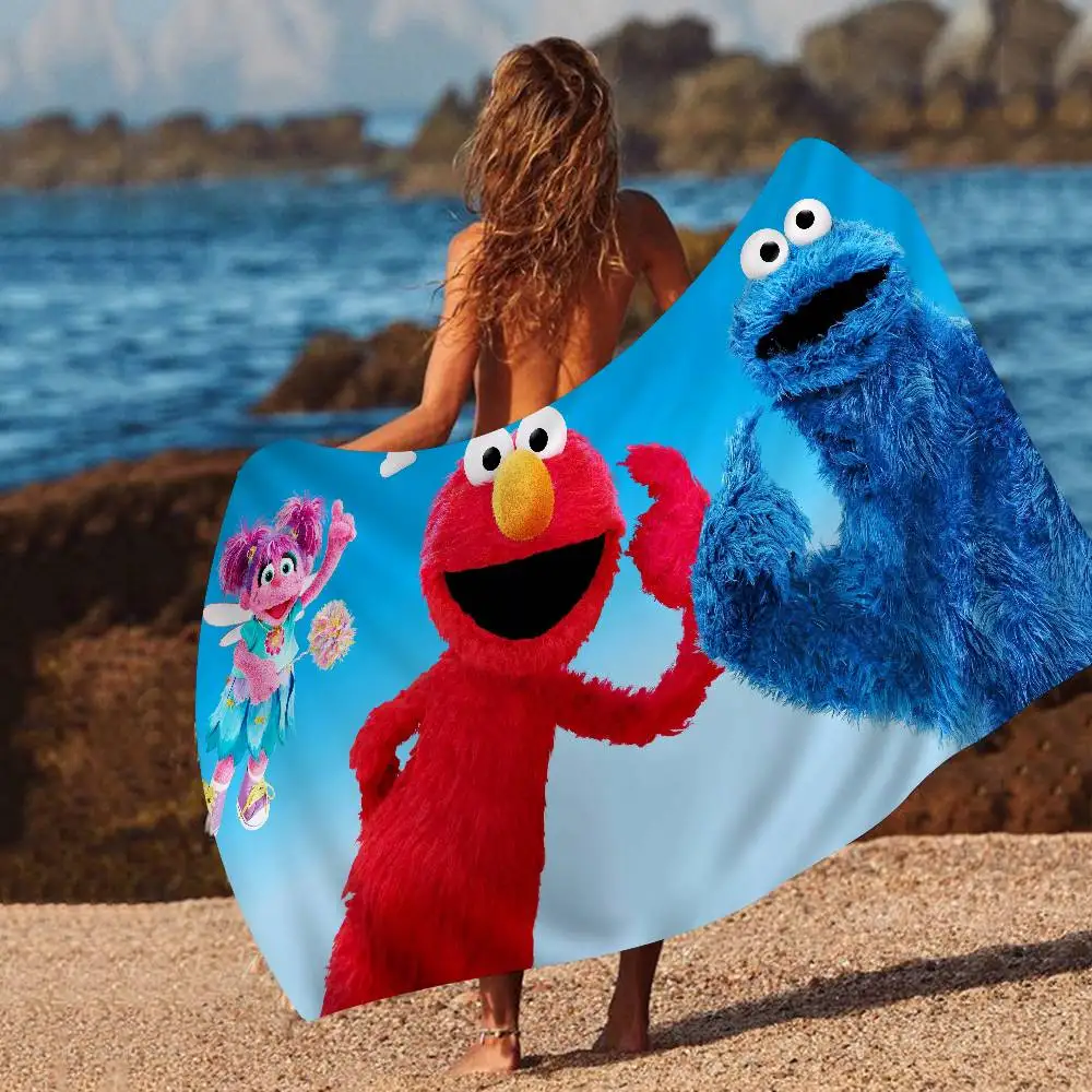 S-Sesame S-Street Theme Beach Towel Colorful Bath Towels For Girl Microfiber Quick Dry Custom Sand Free Beach Yoga Spa Gym Pool