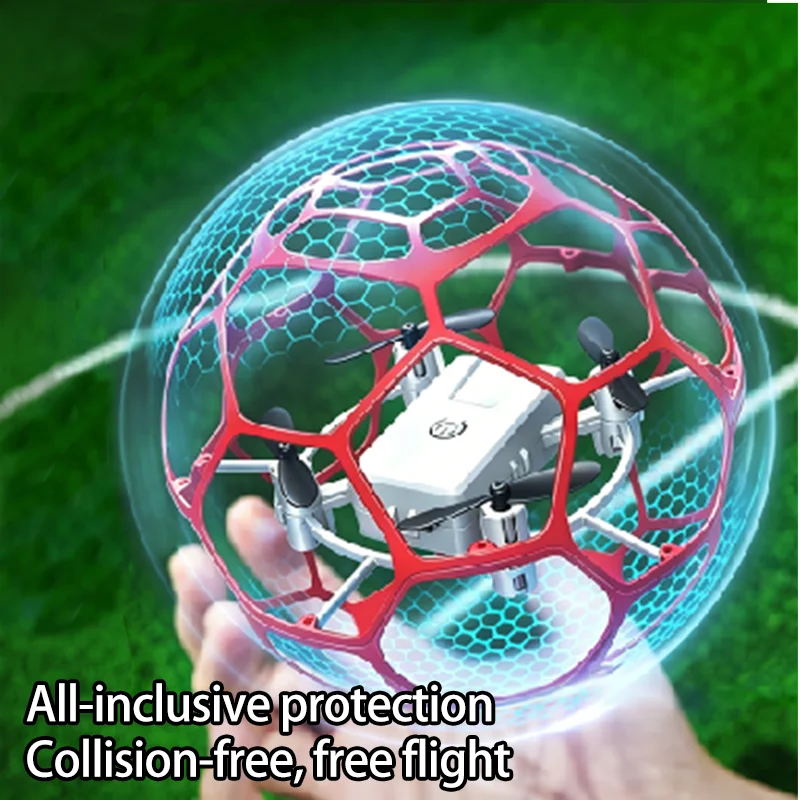 2.4G RC Racing Football Drone Full Protection Cage One-click 3D Roll Altitude Hold Crash Resistant Quadcopter Stunt Toy for Kids