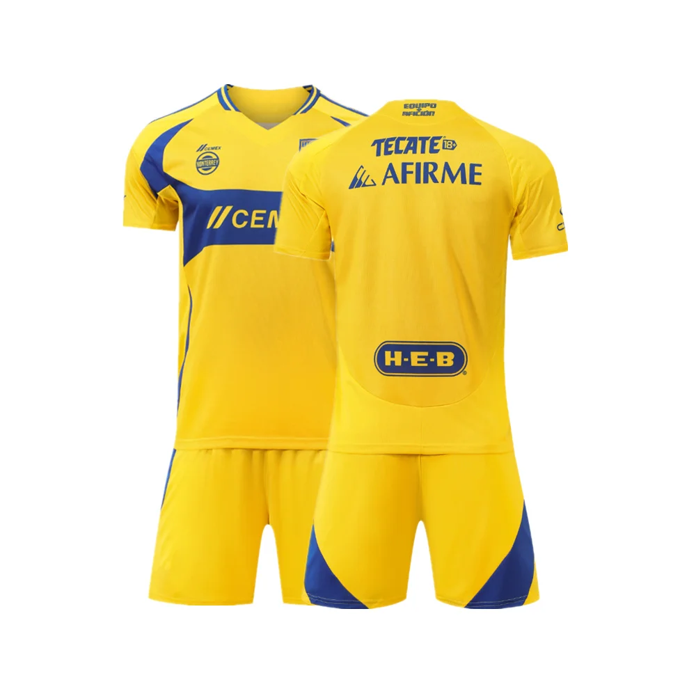 Parenting children's  sport set   Mexican Tigres uanl Fans shirt Training wear men and kids games football kits Leisure Uniforms