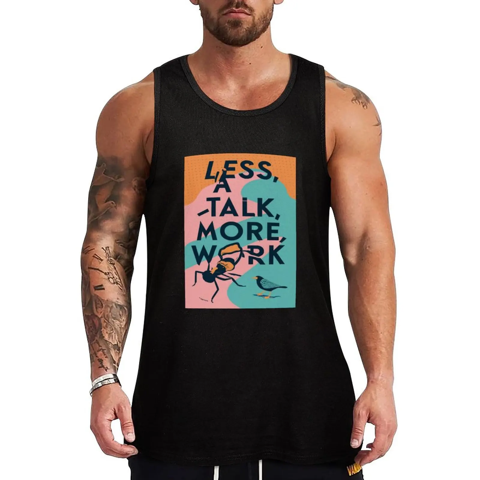 Less talk more action Tank Top Vest gym for men sleeveless man shirts