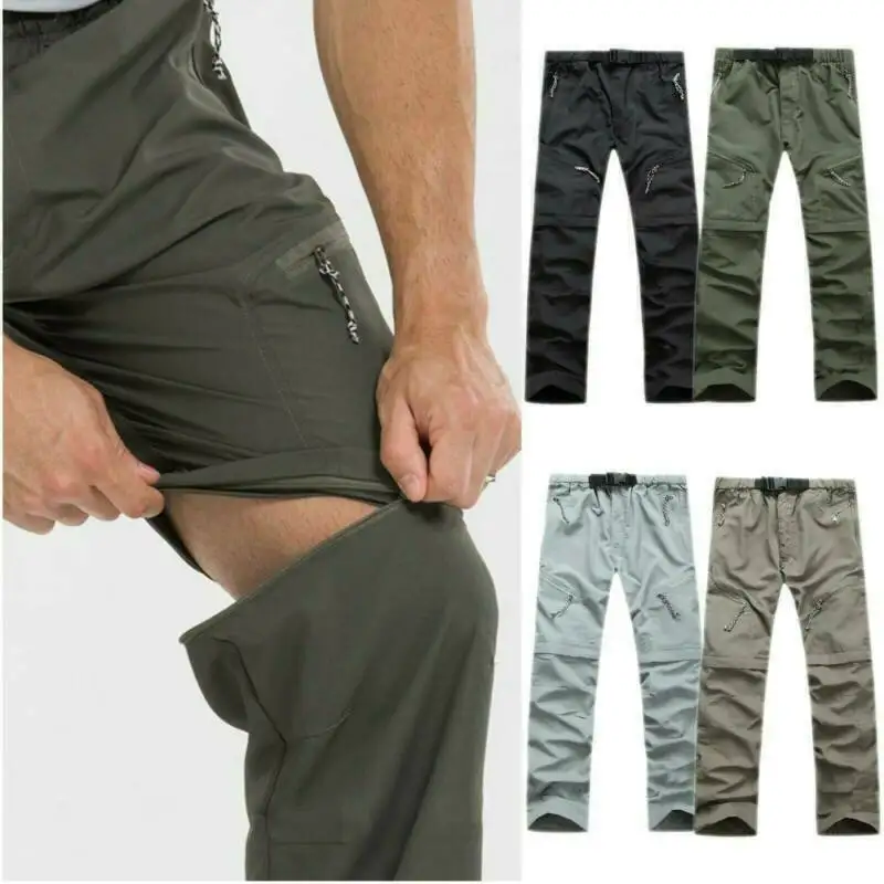 Spring Summer Outdoor Pants Men Quick Dry Convertible Pants Men Hiking Lightweight Fishing Zip Off Cargo Work Pants Trousers 1PC