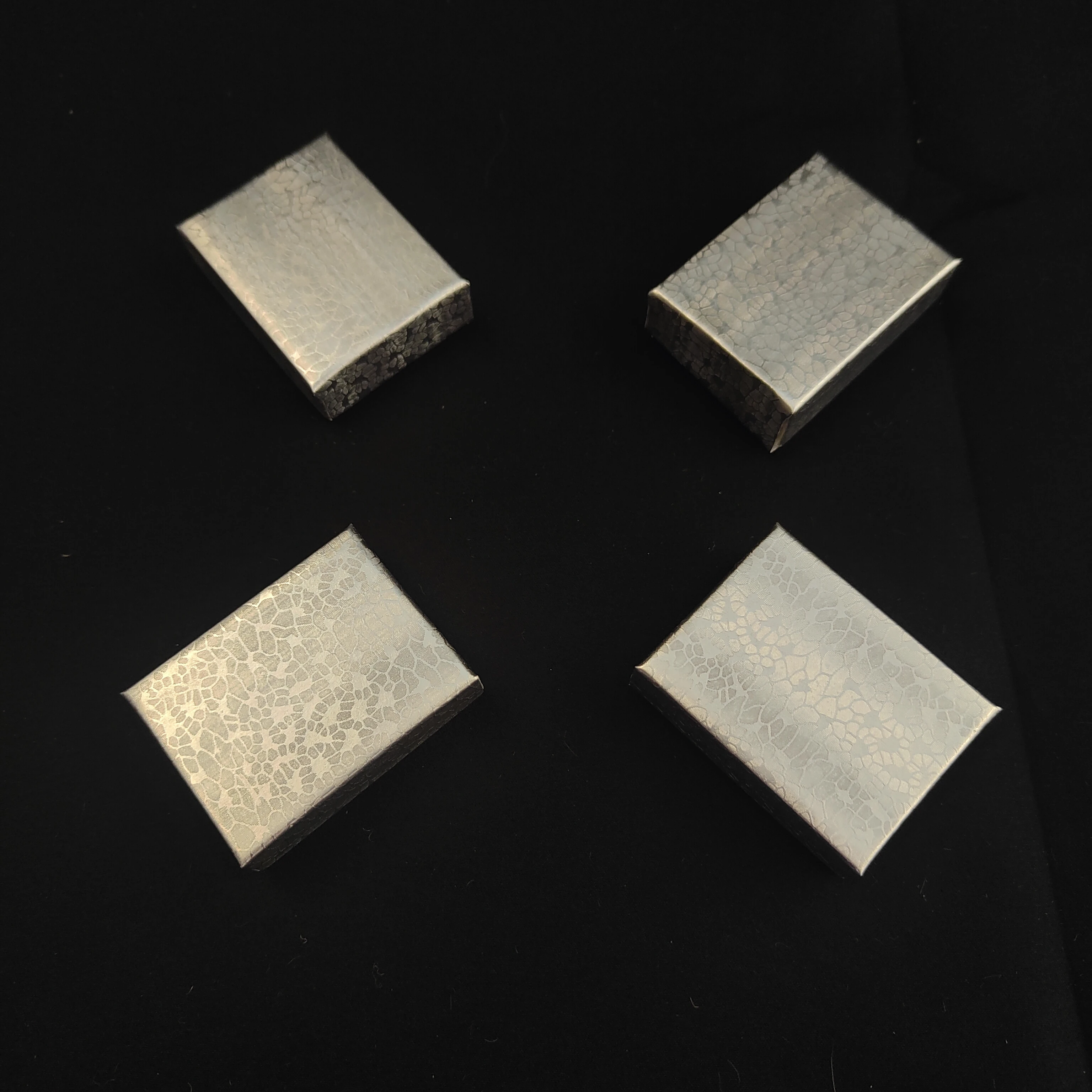 #11-6 Silver Foil Cotton Filled Packaging Box For Jewelry With Manufactory Price 100pcs 2 1/8x 1 5/8 x 3/4