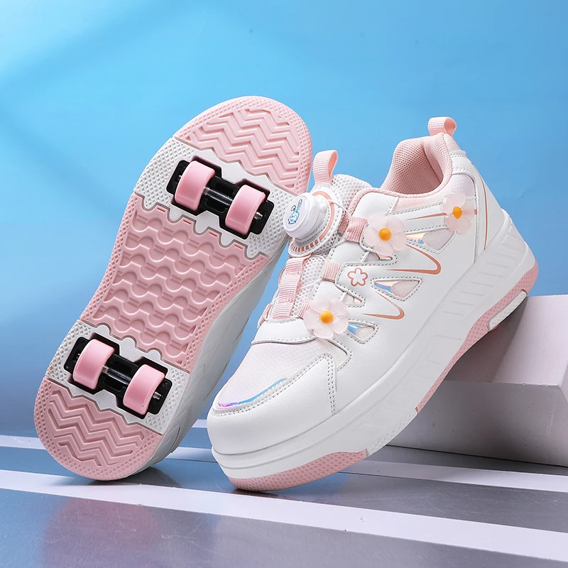 Children Roller Shoes Fashion Gift Retractable High Quality Walking Youth With 4 Wheels Sneakers Parkour Deformation Skate Shoes
