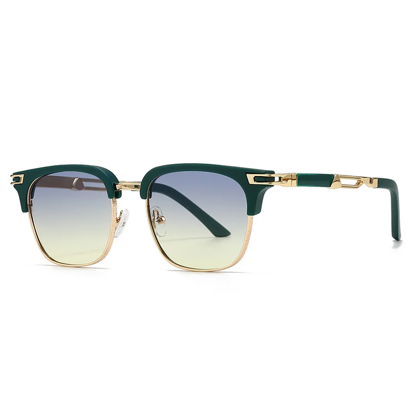 New Fashion Metal Small Frame Square Metal Designer Men's and Women's Sunglasses Simple Line Star Shaped Same Style Sunglasses