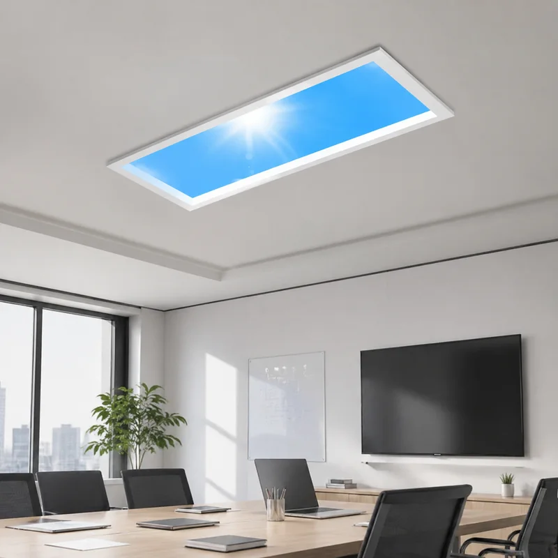 Modern Minimalist Blue Sky LED Panel Skylight Simulation Natural Sunlight Fixture For Office Living Room Basement Ceiling Lamp