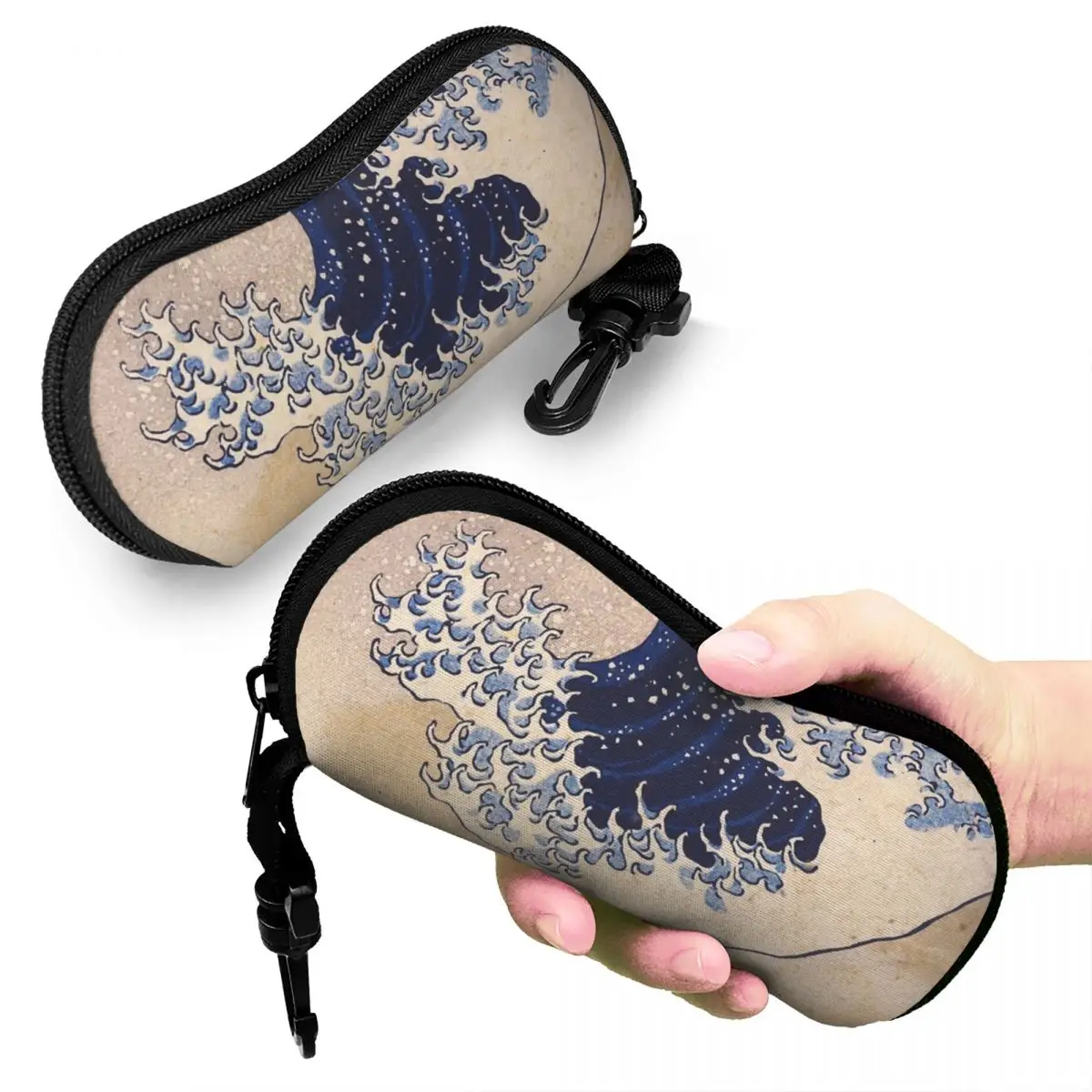 

The Great Wave Off Kanagawa By Katsushika Hokusai Shell Glasses Case Portable Sunglasses Box Women Men Soft Eyeglasses Bag Pouch