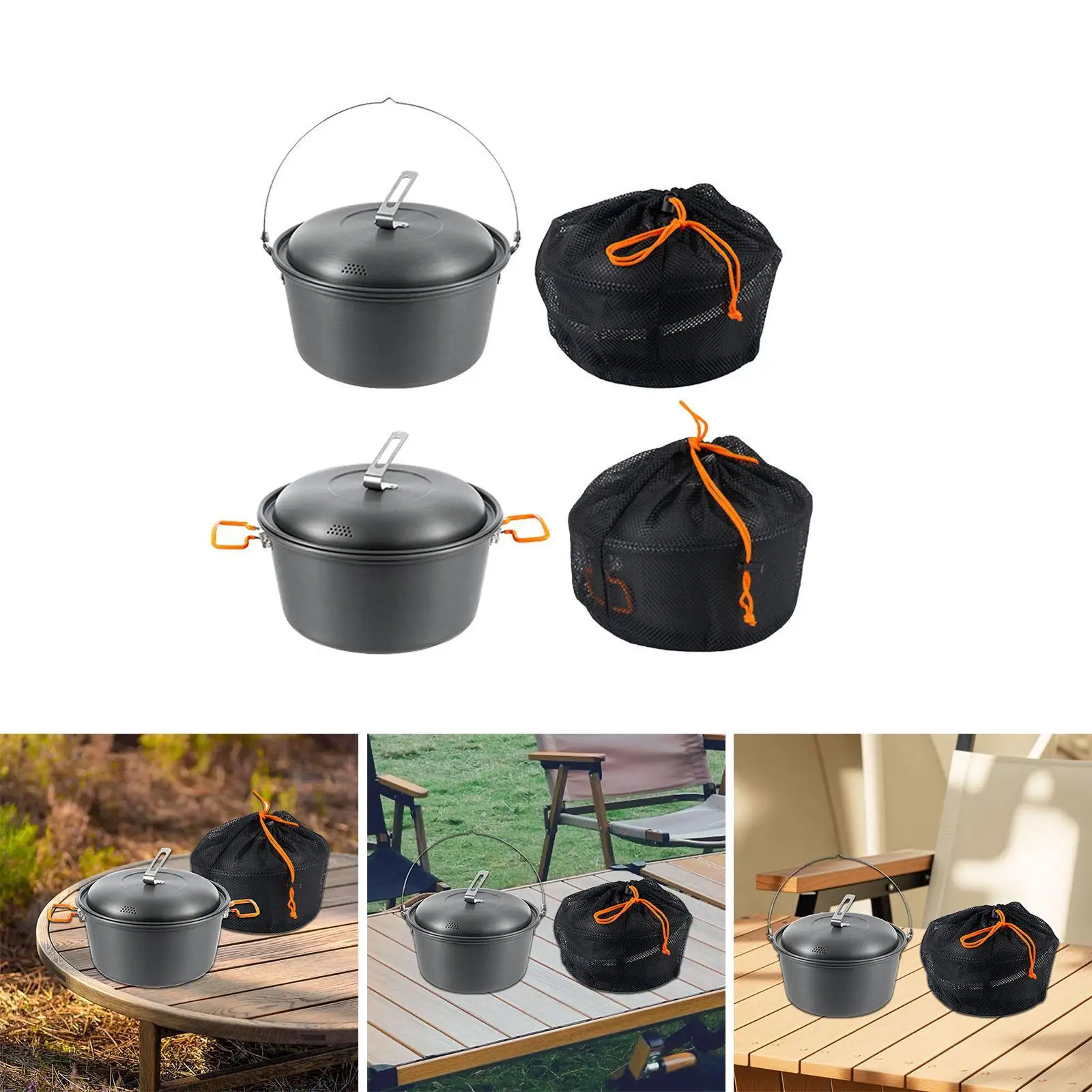 Camping Pot Lightweight Steaming Pot Cooking Pot for Campfire Outdoor Picnic