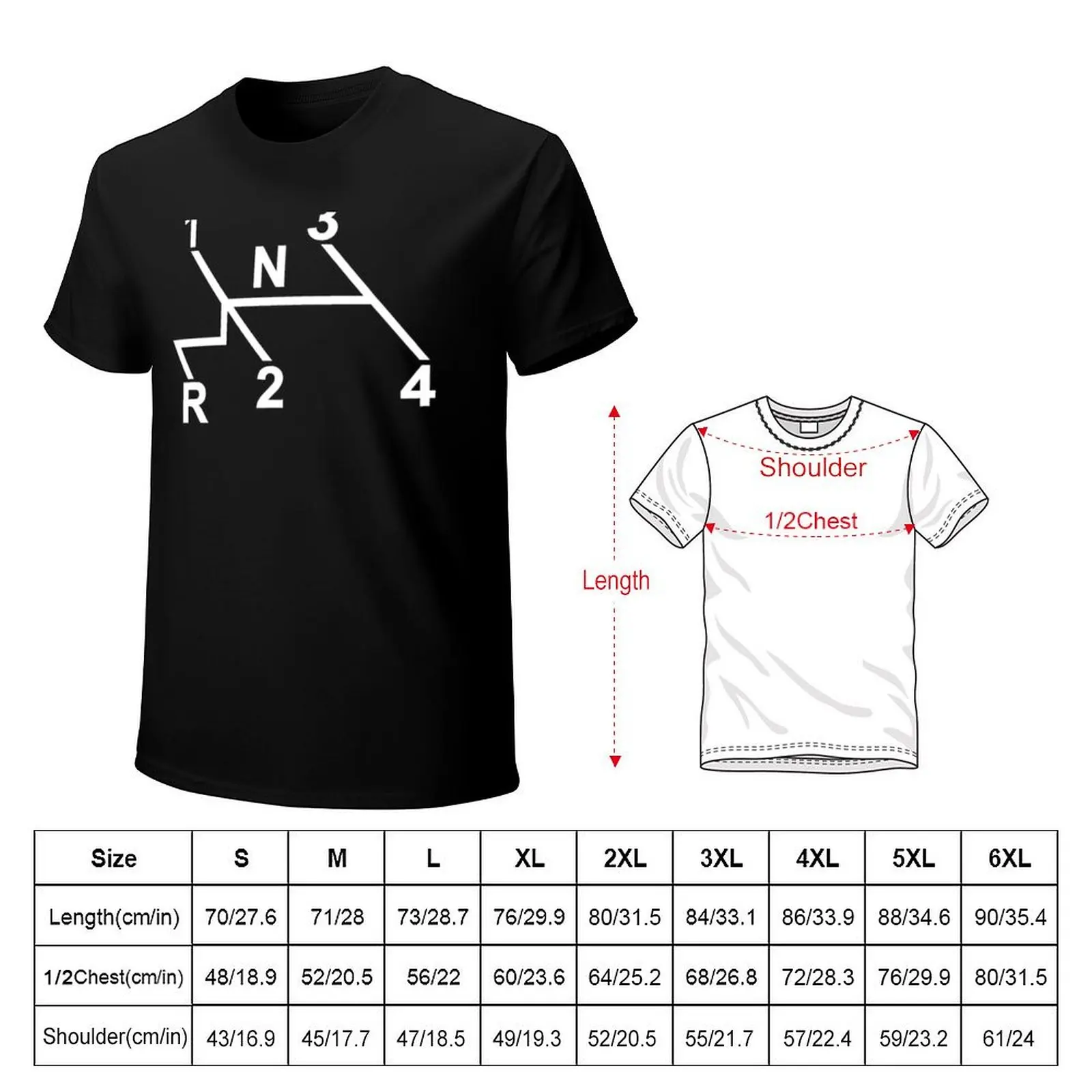 Gear Shift Pattern Classic T-Shirt Casual Loose Short Sleeve Tee for Men