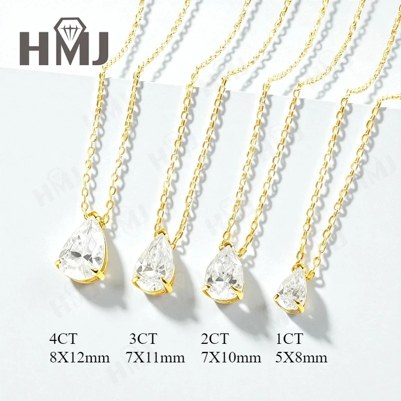 Moissanit-Halskette mit 1/2/3/4 Karat D-Farbe Birnenförmiger Moissanit S925 Vergoldete Kette in Weiß, Gelb oder Roségold für Damen, Verlobung, Alltag und Charme – Detail 8