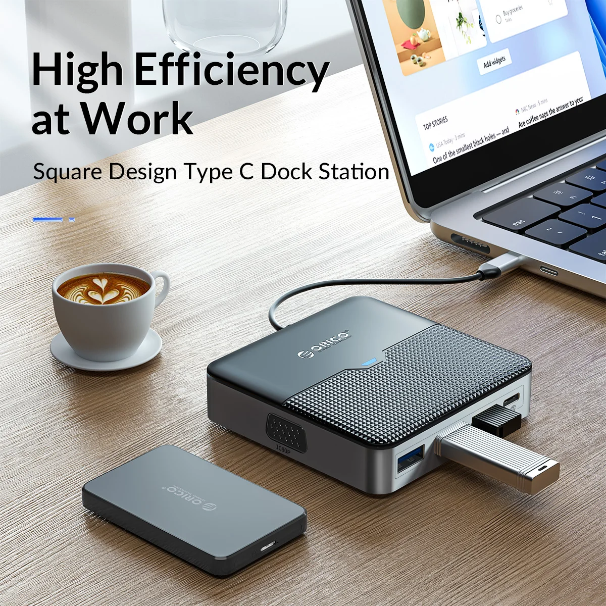 ORICO USB  HUB Type C 4K to HDMI-compatible Adapter Docking Station Ethernet Port PD100W For MacBook M1 Windows PC Accessories