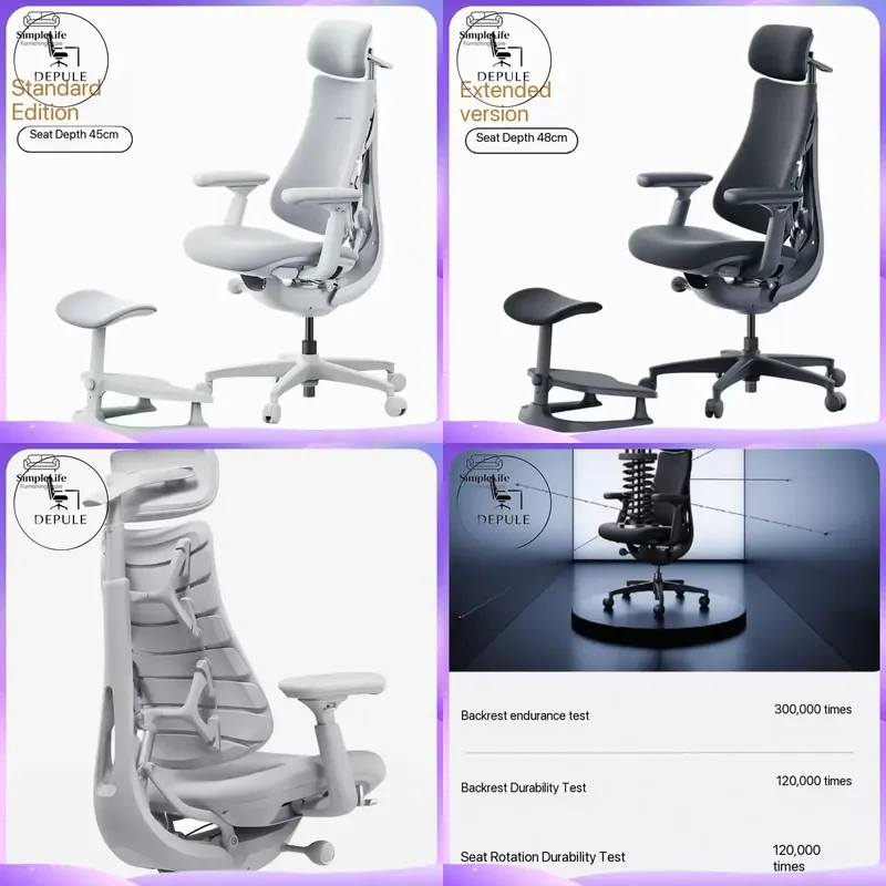 Ergonomic Office Chair High Back Sliding Aluminum Alloy Adjustable Swivel Gaming Chair Lumbar Support Computer Desk