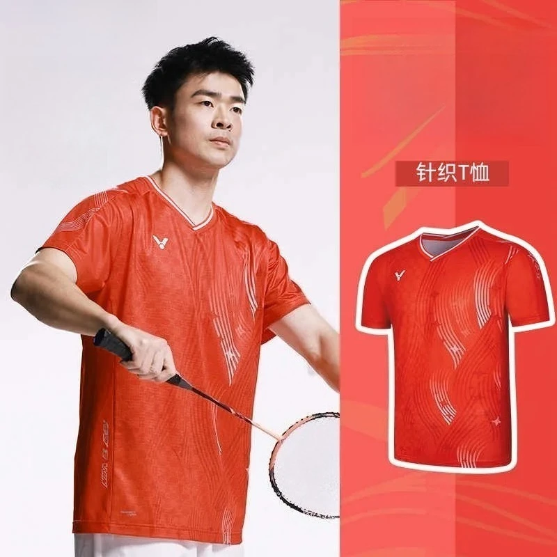 

2025 New For Victory Badminton Tennis Clothing Sports Short-sleeved T-shirt Comfortable Breathable Sweat-absorbent Cool Top