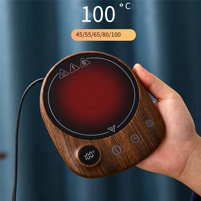 B47B-Smart Coffee Cup Warmer 200W 100° C Heater Coaster 5 Gear Temperature Control Milk Tea Heating Pad
