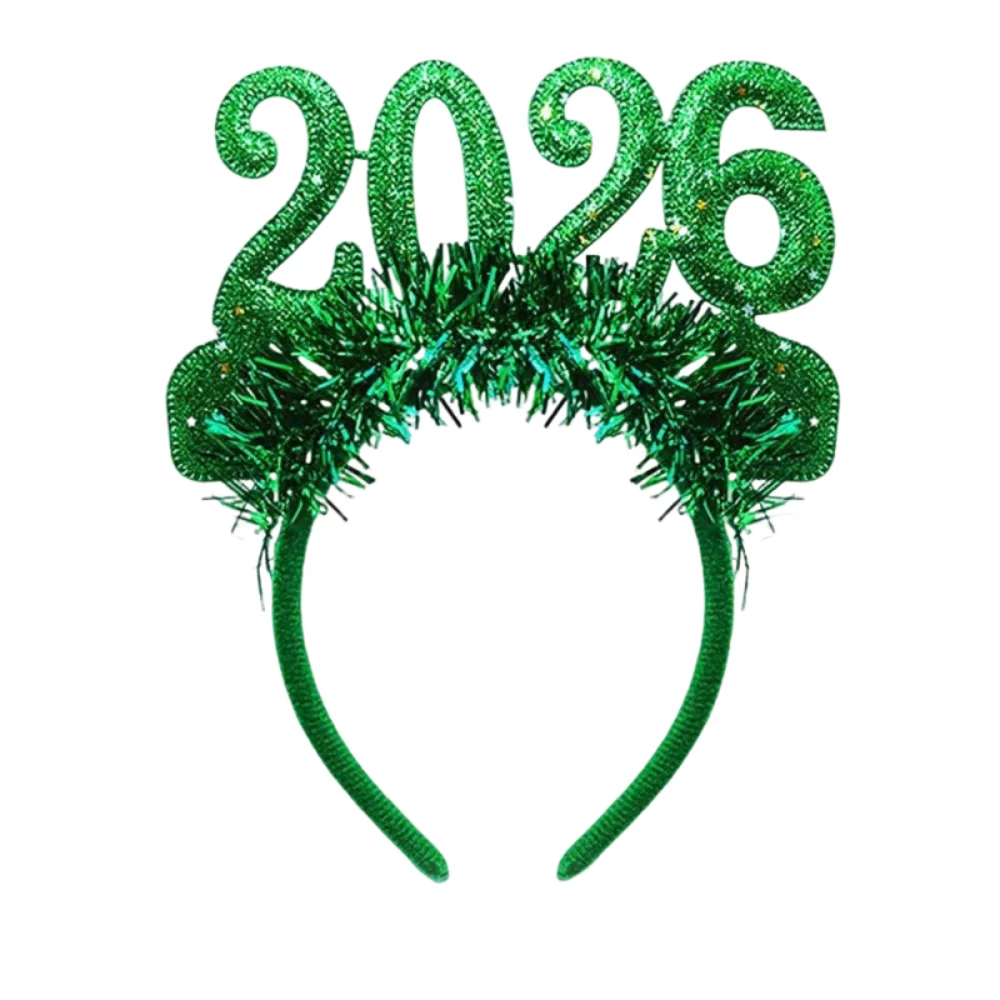 

Exquisite Sequin 2026 Happy New Year Headband Cute Creative Christmas Headpiece Sweet Headwear Xmas Hair Band Cosplay