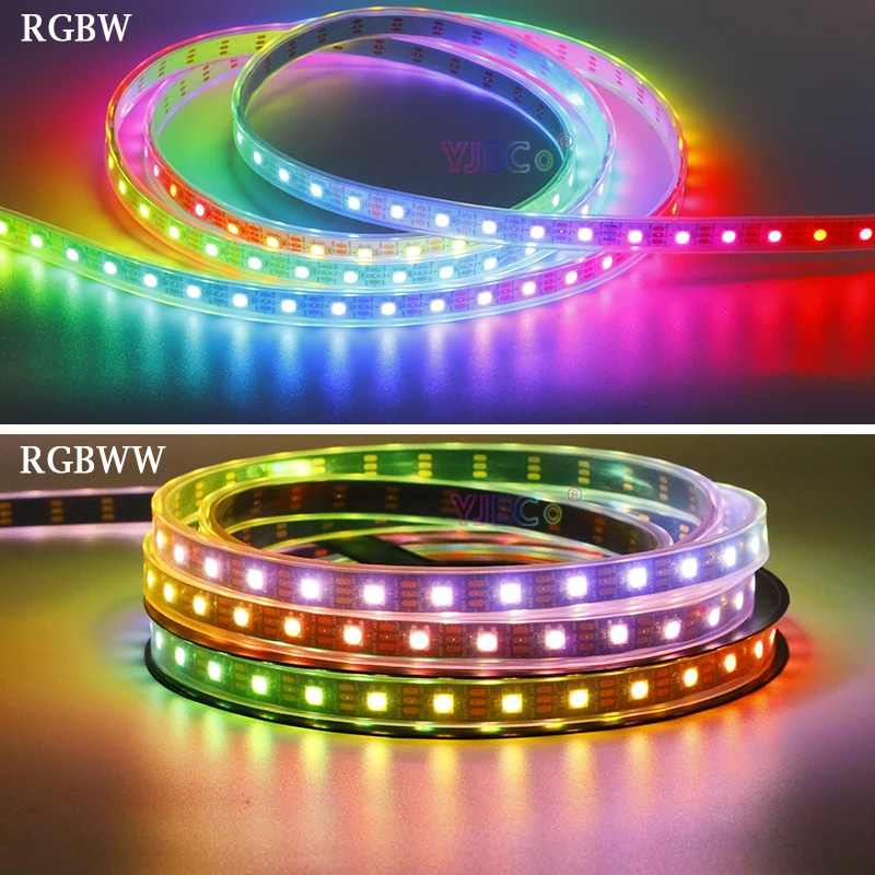 Led strip rgbw rgbw 4 em 1, smd 5050, tira de luz branca, ic sk6812, 30/60/144 leds/m, barra de luz inteligente, 1-5m, 5v