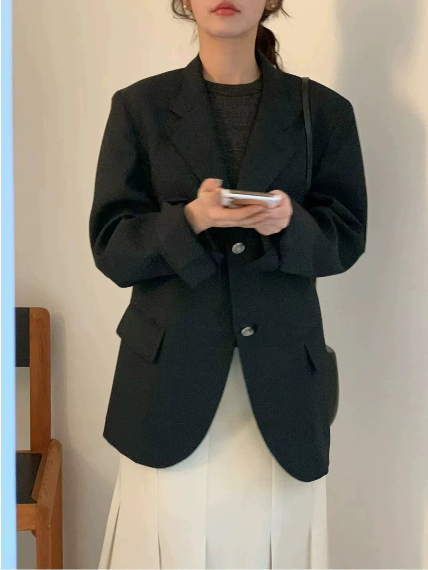 عارضة البيض المنزل الرجعية Sle زر واحد الربيع دعوى Jaet 25 سنة المرأة Faionable لون نقي طويل Sve