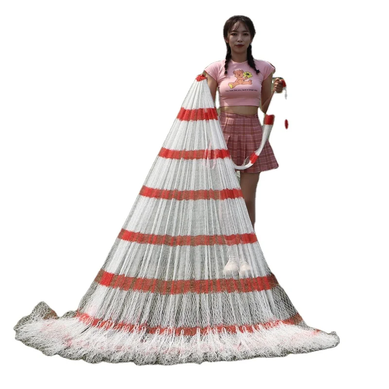 شبكات صيد بجيب منسوج يدويًا على الطراز الصيني عالي القوة، شبكات رمي يدوية مع ميزات شد عالية