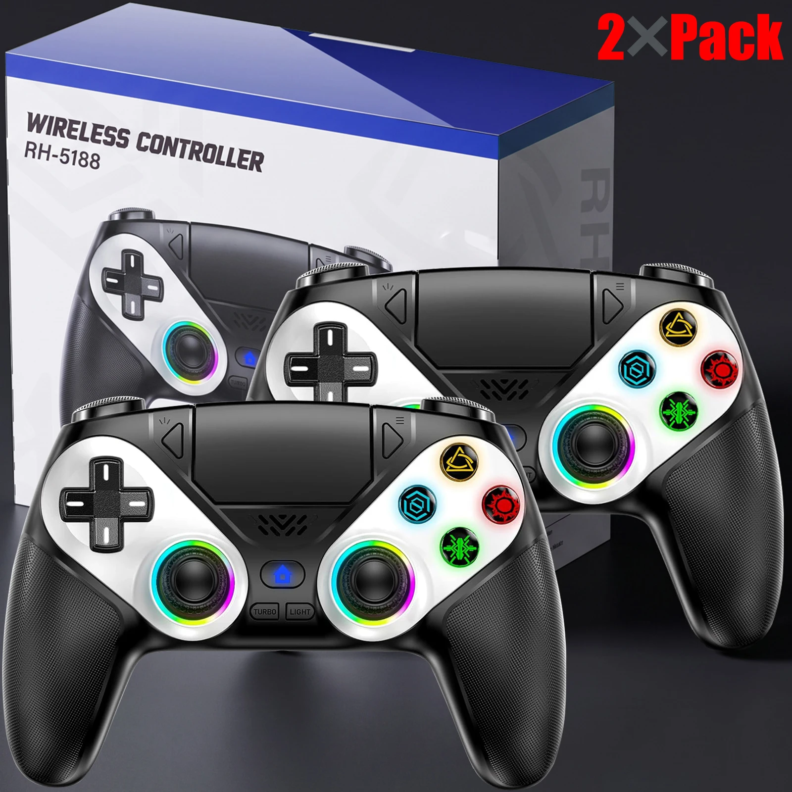 Controller für Playstation 5 PS5/PS5 Pro/Slim/PC Gamepads mit Hall-Effekt RGB Kabelloser Spielsteuerungs-Joystick Marco/Turbo-Programmierung