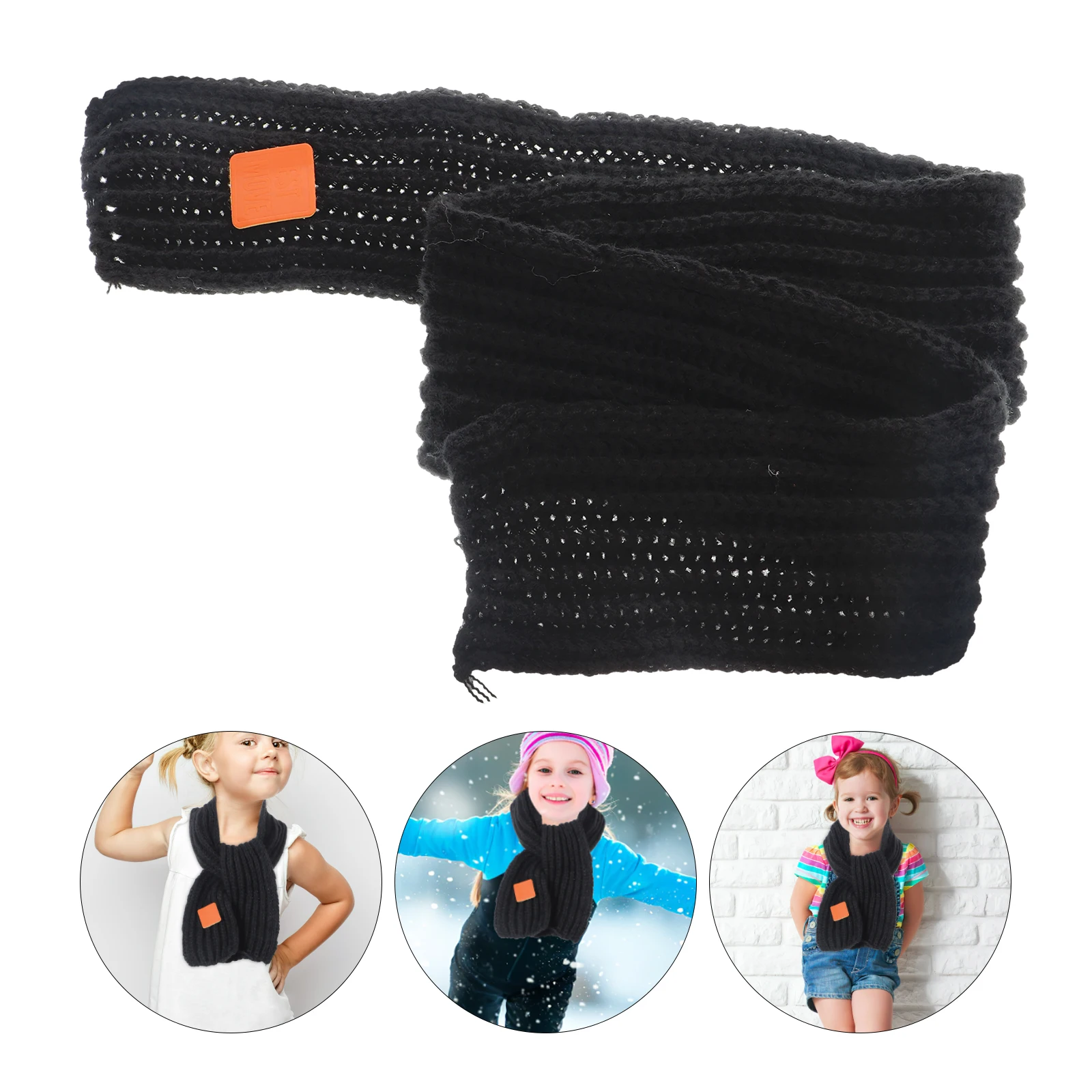 

Children Warm Scarf Kids Neck Warmer Soft Chunky Comfortable Material Bowknot Design Cold Protection Windproof Ideal Accessory