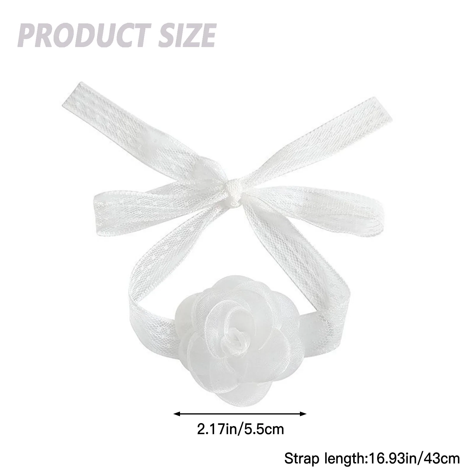 Lace Ribbon Tie Headband With Rose Decor, Adjustable Lace Up Hair Wreath For Wedding Bridesmaid Date Shopping Women view 5