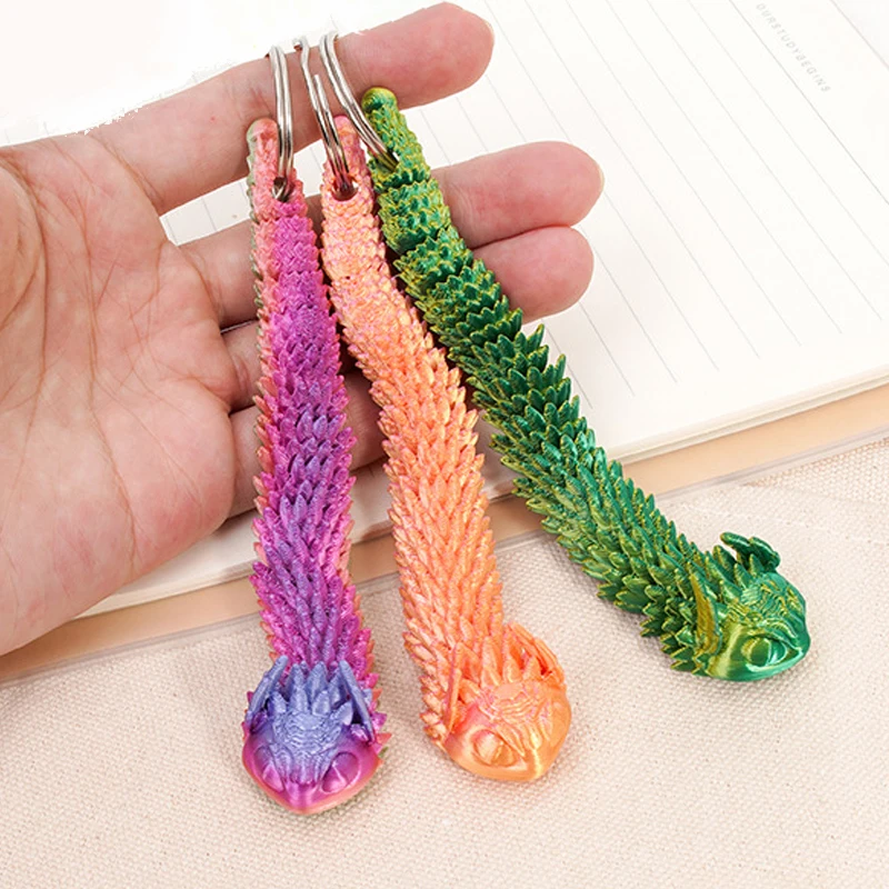 3D Printed Snake Keychain Viper Snake Model Figurine Movable Joint Simulation Toys Creative Desktop Car Pendant Colorful Crafts