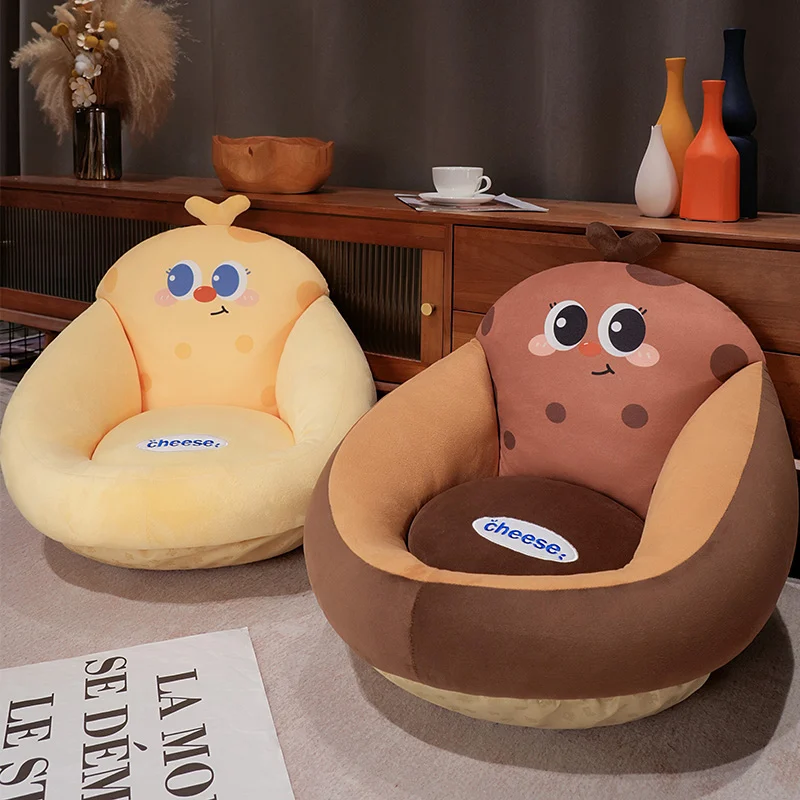 3 Colors Cute Cartoon Cheese Floor Cushion Ergonomic U-Shaped Back Support Plush Seat Pillow Soft Velvet for gifts.