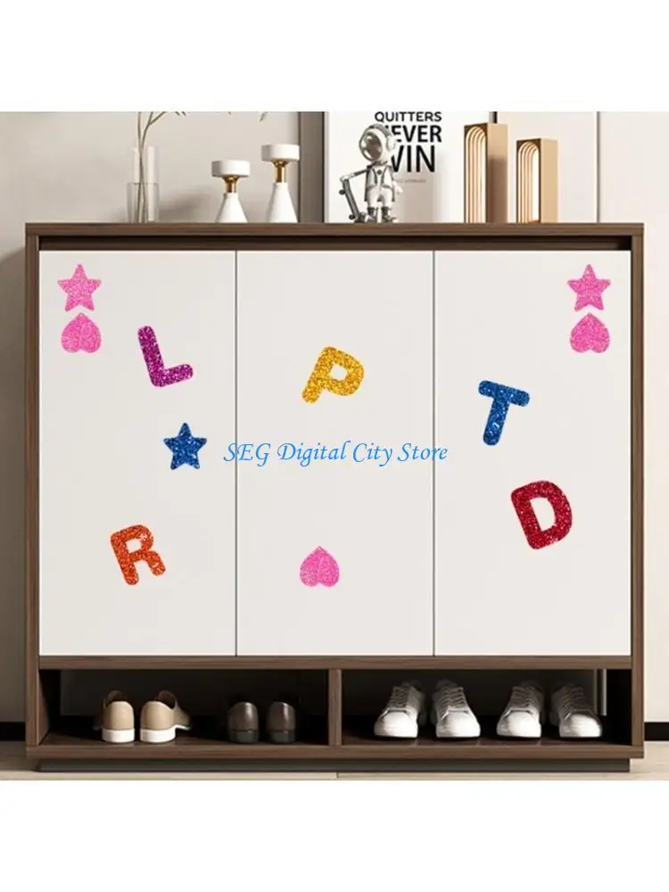 U75B Sparkling Letter Sticker Colorful Star Heart Letter Foam Sticker For Kid Craft