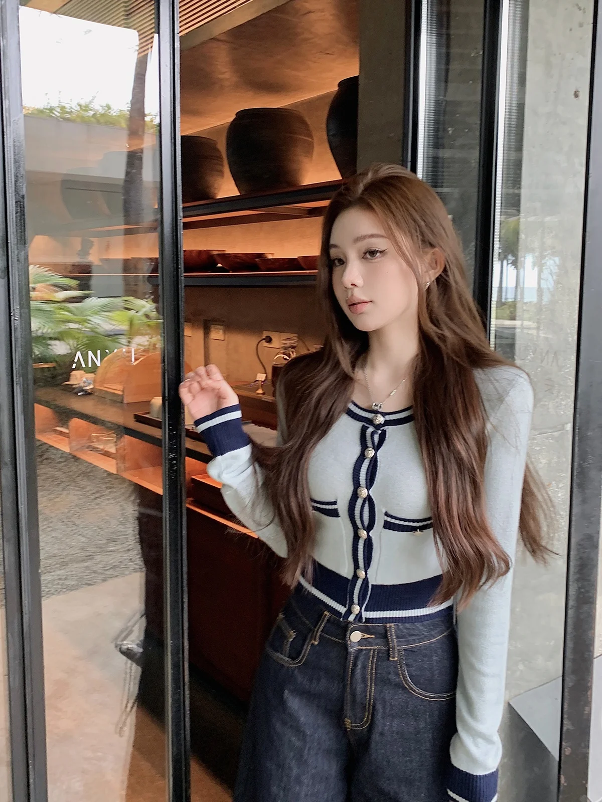 

Slim Fit Striped Knitwear Women's Fashionable Commute Style Autumn New Arrival Versatile Quality Top by Qiu Rouyao
