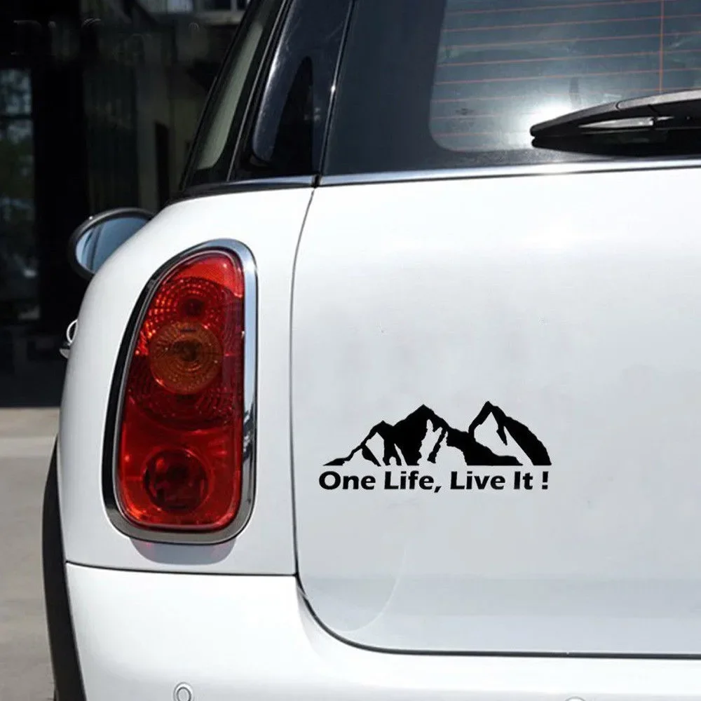 ONE LIFE LIVE IT ! Off Road Mountain Silhouette Car Sticker Vinyl Decals for Accessories Window  20cm*8cm