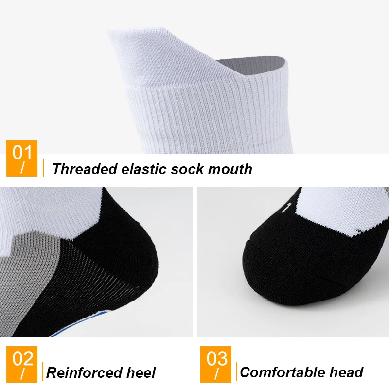 Men\'s Sport Crew Socks Adults Sweat Absorbing Breathable Thickened Towel Bottom Basketball Socks Male Students Anti Slip Socks