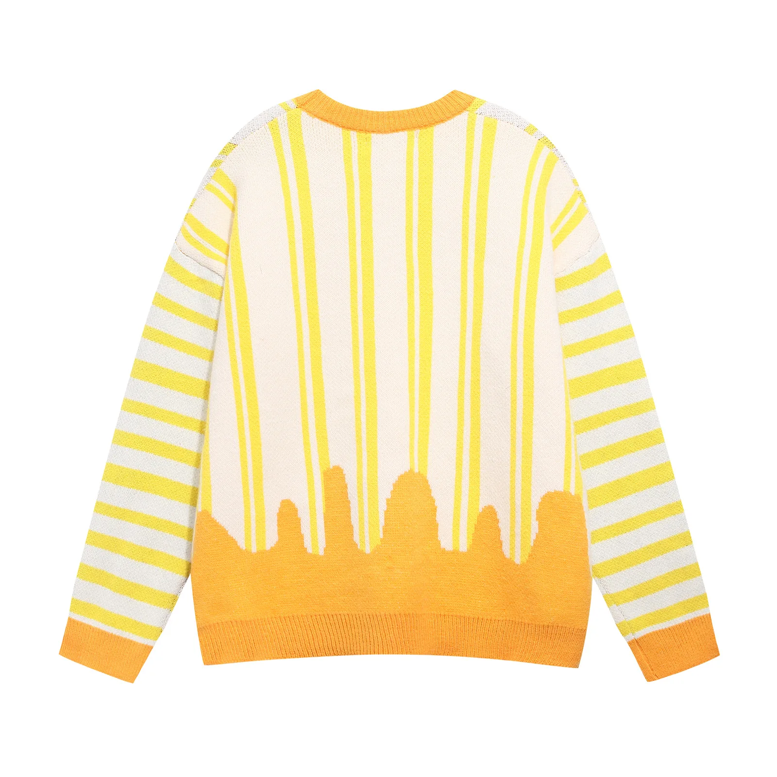 الأمريكية الرجعية القط متعة الكرتون الجاكار كتلة اللون متماسكة سترة للنساء الخريف الشتاء عارضة تنوعا زوجين سترة #3