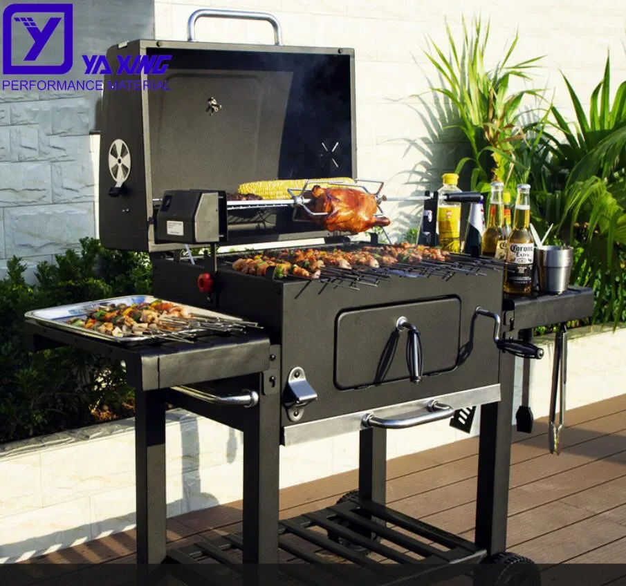 bbq table grill bbq outdoor kitchen Stainless steel industrial grill Square trolly charcoal grill