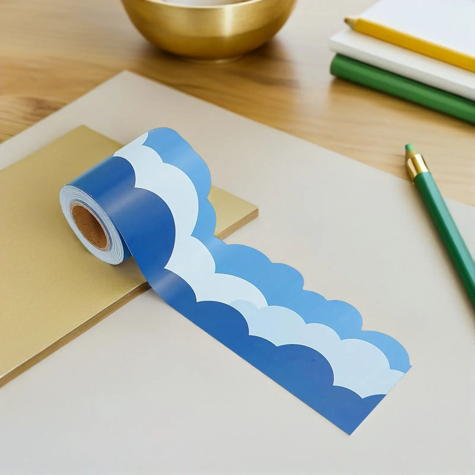 Cloud Bulletin Board Border Sticker Roll for Classroom Decor Wall Blackboard Bulletin Boarder DIY Adjustable Thickness Aesthetic