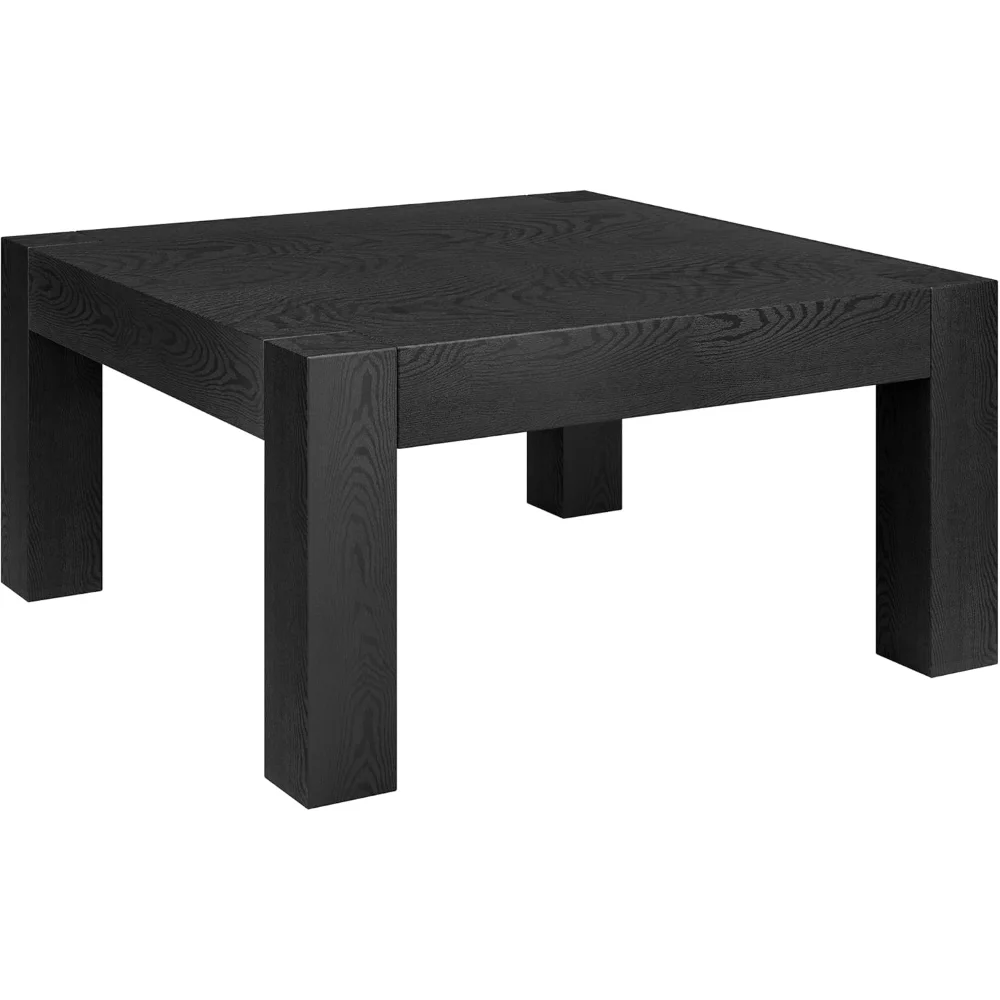

34" Square Coffee Table with Wood Top for Living Room, Family Room, Office, or Apartment, Black Grain
