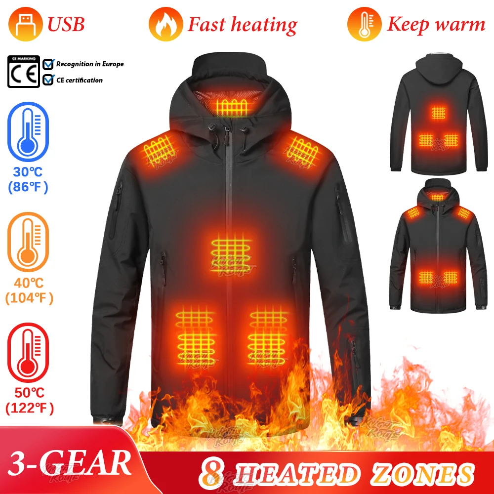 

8-зонная уличная куртка с самонагревом, мужской теплый жилет, женская куртка с USB-подогревом, теплая одежда, одежда для рыбалки, кемпинга, зима, моющаяся