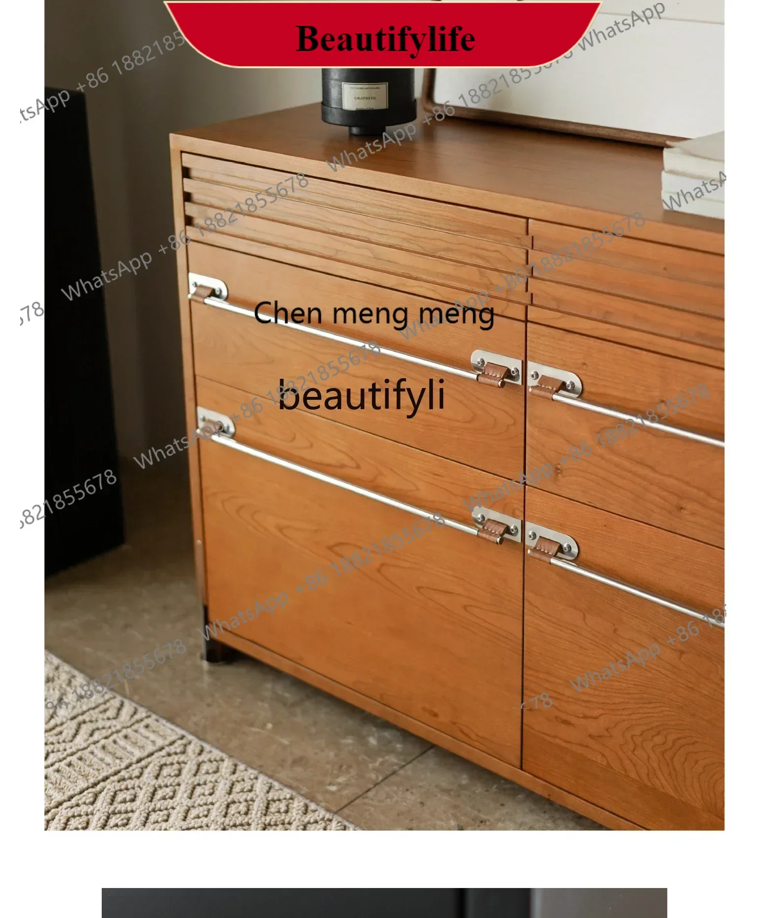 

G153 57 Six-chest cabinet dining side, solid wood against the wall, modern simple storage storage, bedside cabinet