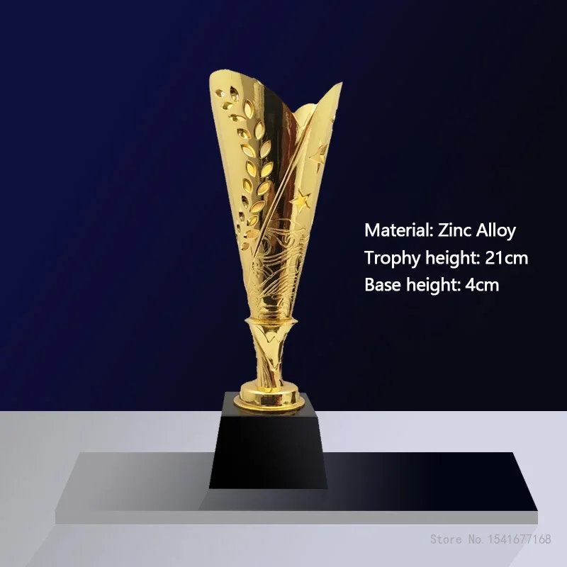 Customized Gold Plated Trophy, Cup Award Trophies, Free Customized Champion Ceremony Competition Craft Souvenir Team Sports, 1Pc