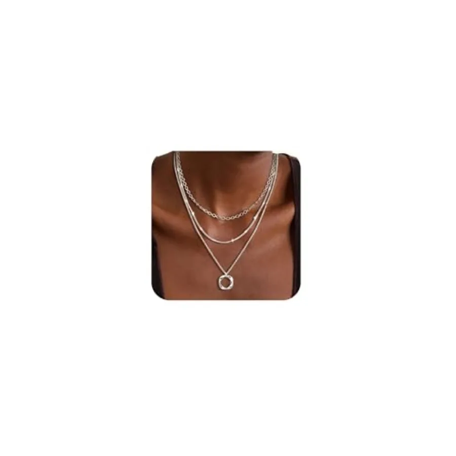 

Layered Silver Necklaces for Women, Sterling Silver Stackable Stack Choker Necklaces for Women Trendy Layering Pendant Chain Ne