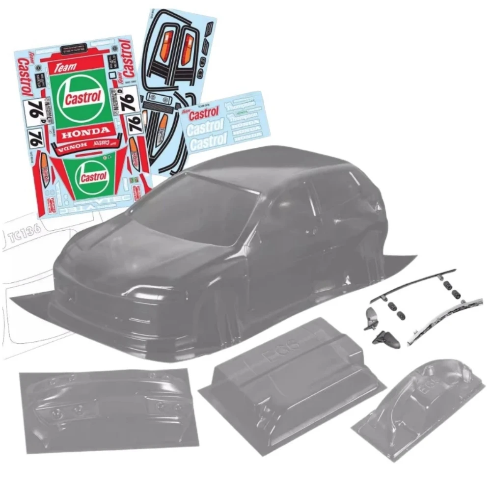 Scale 1/10 Pandem Honda EG6 Clear body Shell sets fits RC Drift Chassis 257mm Wheelbase Tamiya tt01 tt02 xv01 xv02